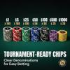 HEITOK Casino Poker Set with Numbered Chips 500-Piece for Card Board Game, 11.5 Gram with Playing Cards Waterproof for Texas Hold'em, Blackjack Gambling, Card Club or Late Night Poker Games view 3