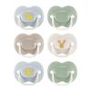 Tommee Tippee Anytime Matte Pacifiers, 6-18 Months, Symmetrical Baglet, BPA-Free Binkies, Blue, Green, and Brown, Pack of 6 view 1
