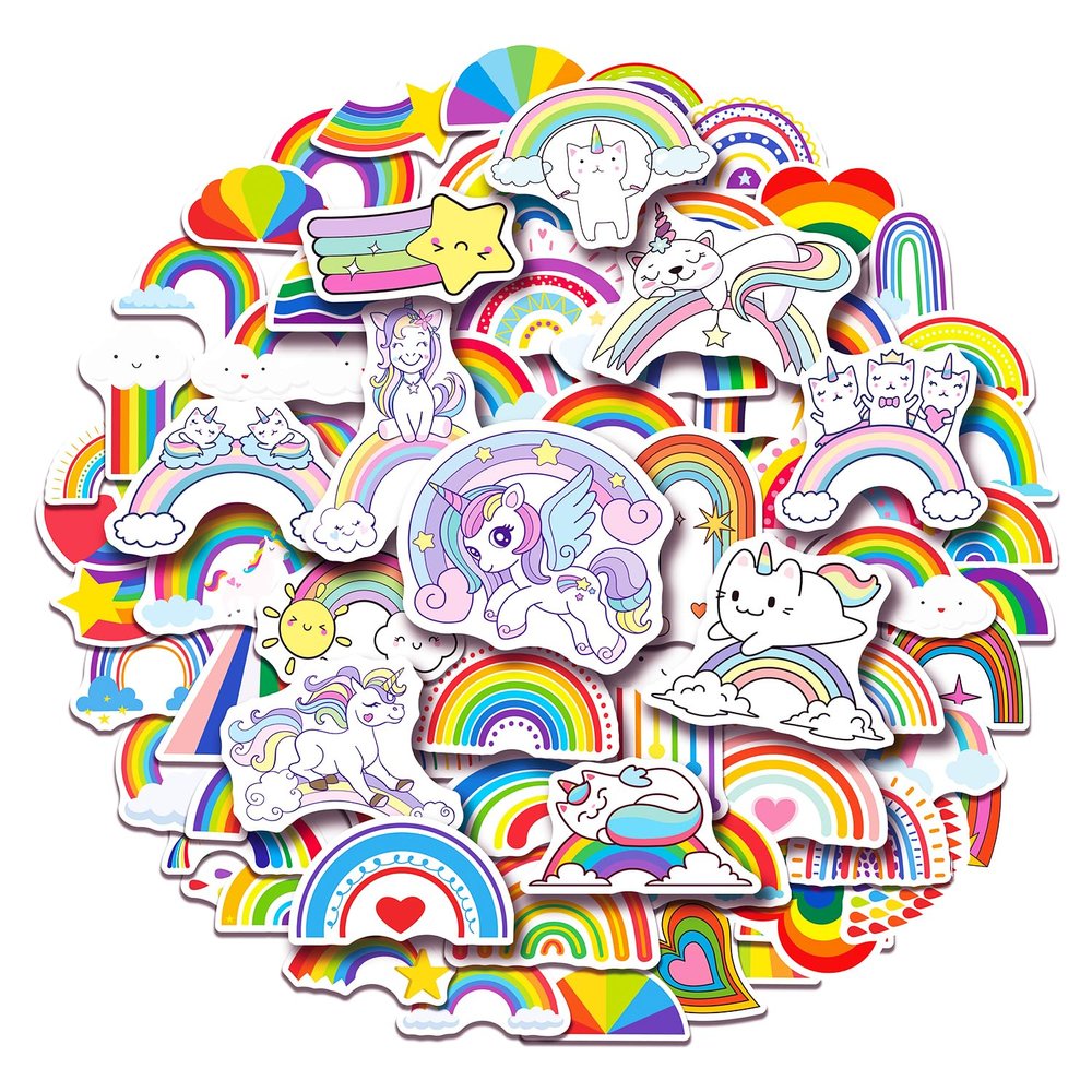 100 Pack Rainbow Stickers, Rainbow Party Favors, Birthday Decorations Gifts