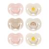 Tommee Tippee Anytime Matte Newborn Pacifiers, 0-6 Months, Symmetrical Baglet, BPA-Free Binkies, Pink and Beige, Pack of 6 view 1