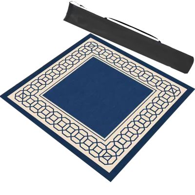 Blue Square Mahjong Table Mat, Anti Slip Noise Reduction Mahjong Table Pad for Mahjong Poker Card Games, with Carrying Bag (Color : Blue-1, Size : 31.5x31.5inch/80x80cm)