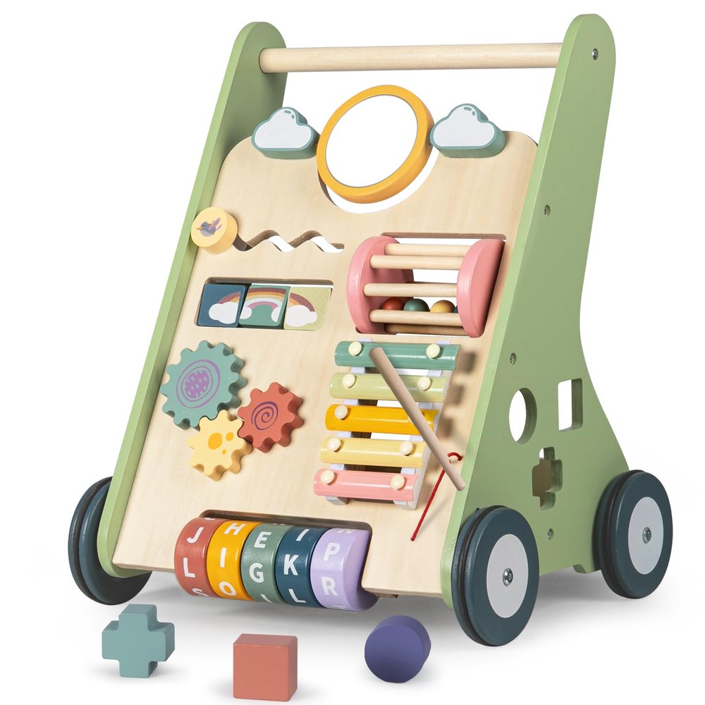 Bautia Wooden Baby Walker, Montessori Walker for Babies 12 Months, Push Walking Toys for 1 Year Old Learning to Walk