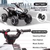 12V Kids Ride On ATV, 4 Wheeler Electric Vehicle for Toddlers, Battery Powered Motorized Quad Toy Car for Boys Girls with LED Lights, Music, High Low Speed, USB, Soft Start, Treaded Tires, White view 3