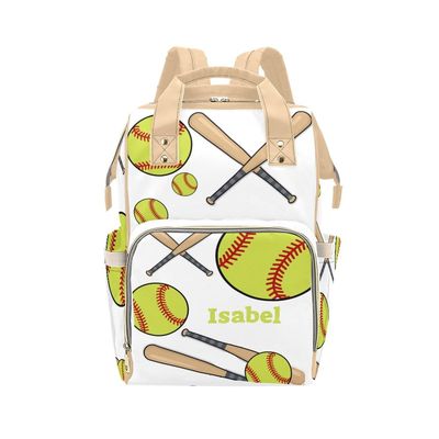 Yeshop Personalized Diaper Backpack Soft Ball Sport Number Team Multi-Function Multi Function Diaper Bag Travel Daypack Nursing Nappy Changing Bag