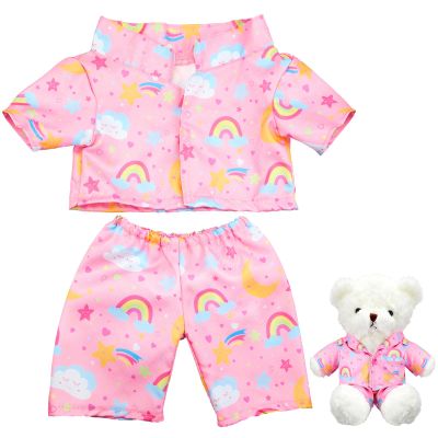 Bunnycool 2 Pcs PJ's Bear Clothes Outfit, Fit Most 12-16 Inch Bears Stuffed Clothes Pajamas Plushy for Stuffed , Pre Kindergarten Toys(Pink,Pajamas)