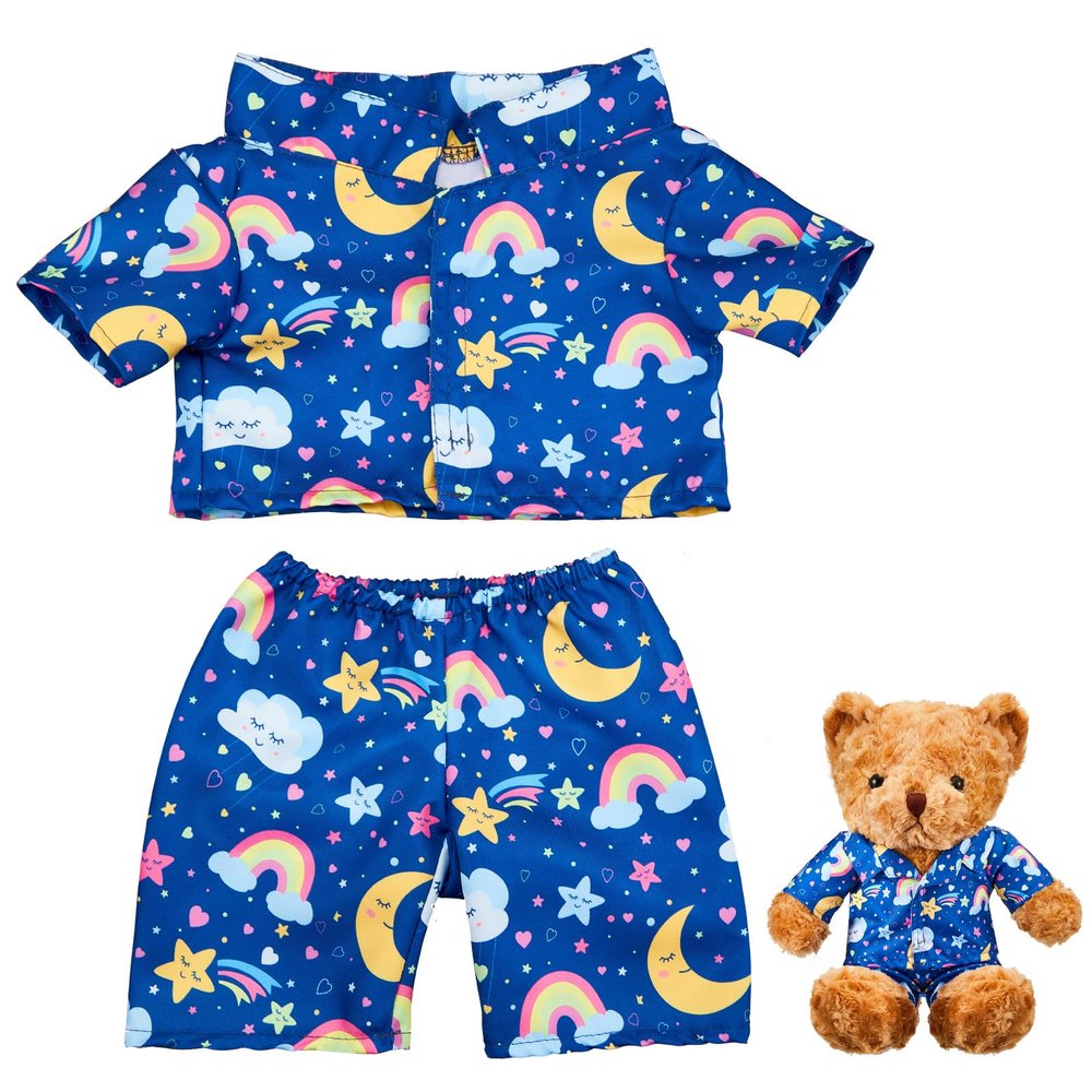 Bunnycool 2 Pcs PJ's Bear Clothes Outfit, Fit Most 12-16 Inch Bears Stuffed Clothes Pajamas Plushy for Stuffed , Pre Kindergarten Toys(Blue,Pajamas)