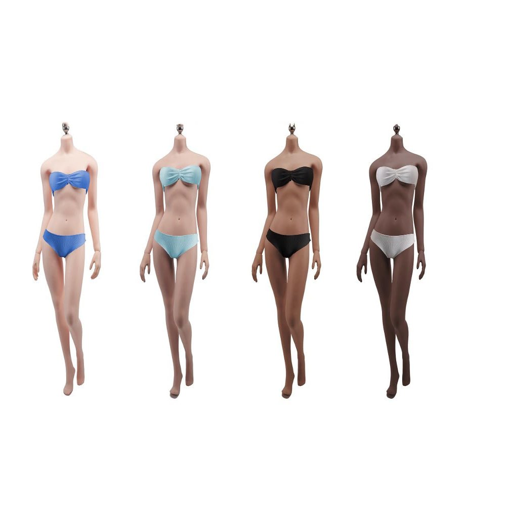 1/6 Scale Female Body,12inch Female Super Flexible Medium Bust Seamless Action Figure Body Collection (S02B Black Skin)