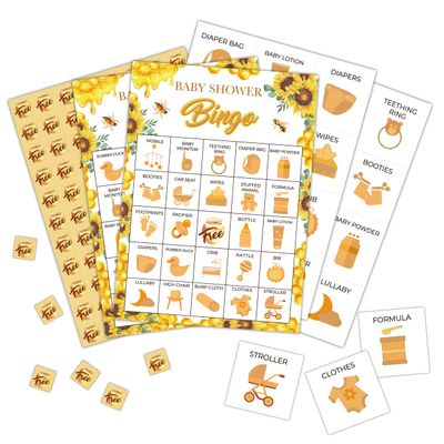 Foosproea Gender Reveal Bingo Cards, Honey Bee Bingo Games for 24 Players, Sunflower Baby Shower Games for Family Friends Large Group Activities, Gender Neutral Party Favors Supplies Decorations(28)