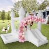 AKSPORT White Bounce House Castle Inflatable Jumping Castle with Slide & Air Blower for Kid, Wedding, Birthday Party Castle, 9 * 9 * 7FT view 1