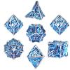 AUSTOR Metal DND Dice Set 7 Pieces Leaf DND Dice Hollow Polyhedral Dice D20 D12 D10 D% D8 D6 D4 Metal Dice with Metal Box for Dungeons & Dragons RPG Board Games (Blue & Silver) view 1