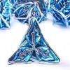 AUSTOR Metal DND Dice Set 7 Pieces Leaf DND Dice Hollow Polyhedral Dice D20 D12 D10 D% D8 D6 D4 Metal Dice with Metal Box for Dungeons & Dragons RPG Board Games (Blue & Silver) view 4