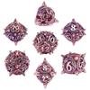 AUSTOR 7 Pieces DND Dice Set Metal Dragon Hollow Polyhedral Dice D20 D12 D10 D% D8 D6 D4 with Metal Box for Dungeons & Dragons RPG Board Games (Violet & Gold) view 2