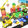 Soyee Magnetic Tiles Magnetic Construction Toys with 2 Cranes Boys Toys for Ages 3-5 5-7 Magnet Building Blocks Chritmas Gifts Boys Sensory Autism Montessori Toys Gift for 3+ Year Old view 1