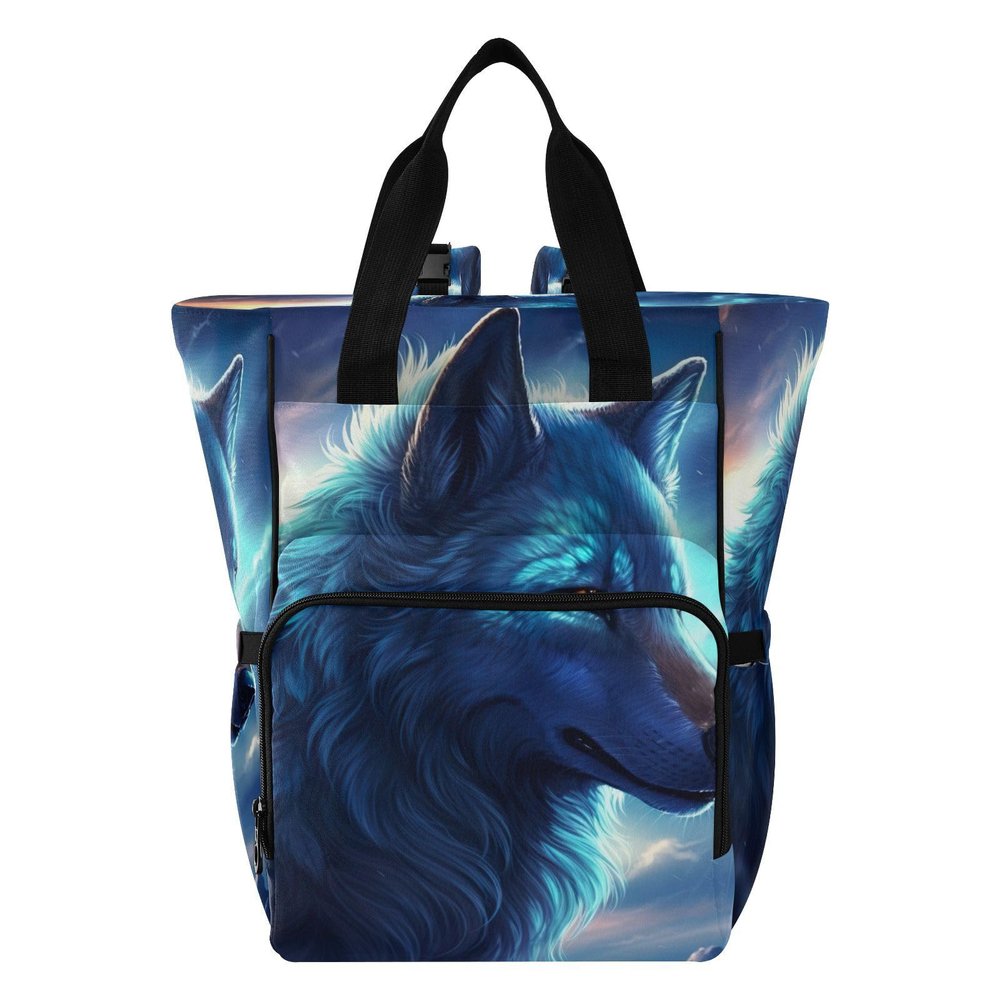 Haskirky Wolf Multi function Waterproof Diaper Bag,Portable Travel Diaper Back Pack Large Capacity with Insulated Pockets and Stroller Straps,Diaper Bags For Baby Girl Boy
