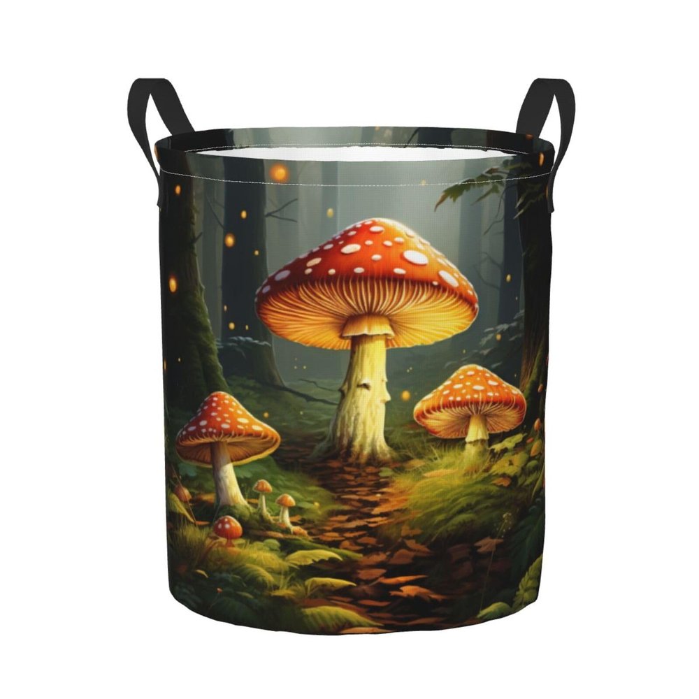 Foruidea Forest Mushrooms Laundry Basket,Laundry Hamper,Collapsible Storage Bin, Oxford Fabric Clothes Baskets,Nursery Hamper For Home,Office,Dorm,Gift Basket