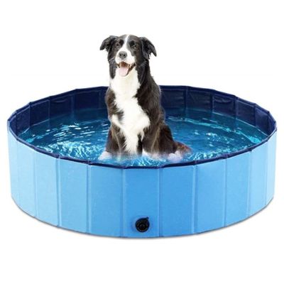 TQQEPOOL Foldable Pet Dog Bath Tub,Swimming Pool Collapsible Puppy Cat Indoor Outdoor Bathing Tub,Swimming Pool for Dogs Cats and Kids (Color : Blue, Size : 100 * 30CM)