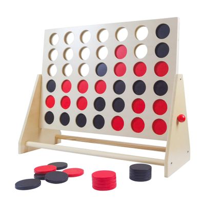 GOTHINK Giant Wooden 4 in A Row Game Includes 42 Pcs Dics, Large Size Four in a Row Game 2Ft 4-in-a-Row Connect Games - Fun Indoor and Outdoor Board Games for Teens and Adults