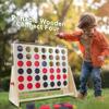 GOTHINK Giant Wooden 4 in A Row Game Includes 42 Pcs Dics, Large Size Four in a Row Game 2Ft 4-in-a-Row Connect Games - Fun Indoor and Outdoor Board Games for Teens and Adults view 4
