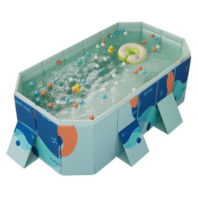 TQQEPOOL Foldable Kiddie Swimming Pool,Durable Dogs Paddling Pool in Yard Garden,Pet Wading Pool for Indoor and Outdoor (Color : Dieff Blue, Size : 2.1m)