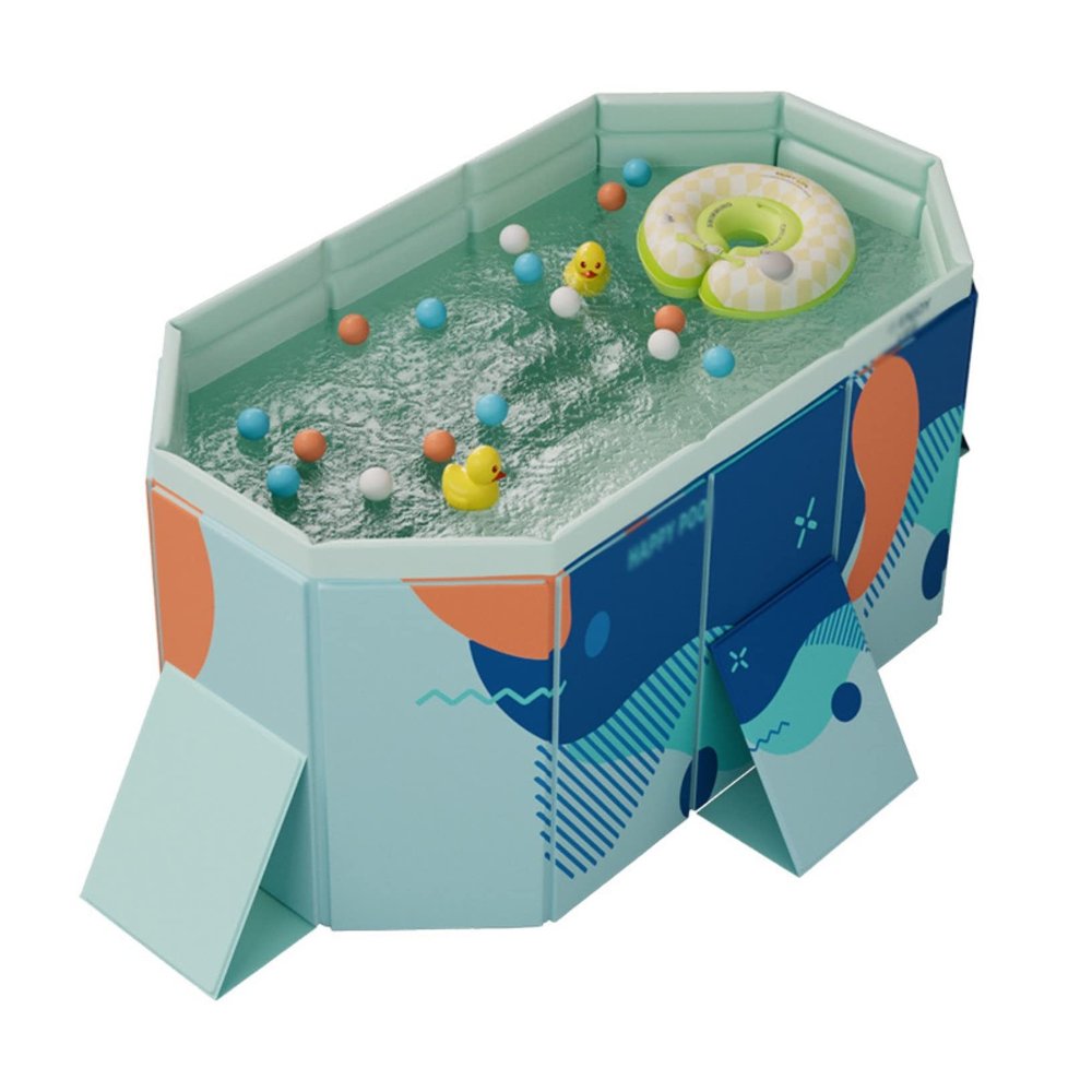 TQQEPOOL Foldable Dog Swimming Pool,Collapsible PVC Kiddie Pool for Dogs,Indoor Outdoor Pool Leakproof Bathing Tub for Cat Doggie Pet Kids (Color : Dieff Blue, Size : 1.6m)