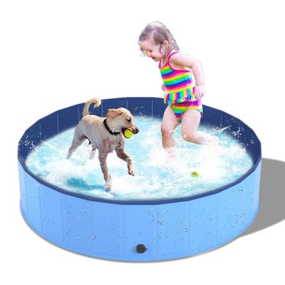 TQQEPOOL Foldable Dog Swimming Pool,Pet Dog Cat Bathing Tub Indoor Outdoor Puppy Pool,Durable Dogs Paddling Pool in Yard Garden (Color : Blue, Size : 100 * 30CM)
