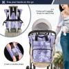Haskirky Lavender Multi function Waterproof Diaper Bag,Portable Travel Diaper Back Pack Large Capacity with Insulated Pockets and Stroller Straps,Diaper Bags For Baby Girl Boy view 4