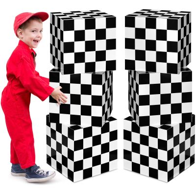 Dispowreath 6 Pcs Checkered Birthday Party Decor Race Car Large Box, 11.8