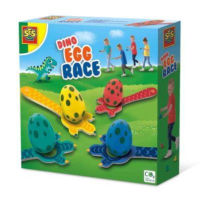 SES Creative 02308 - Dino Egg Race, Coordination Game, Wooden Game for Children 3 Years