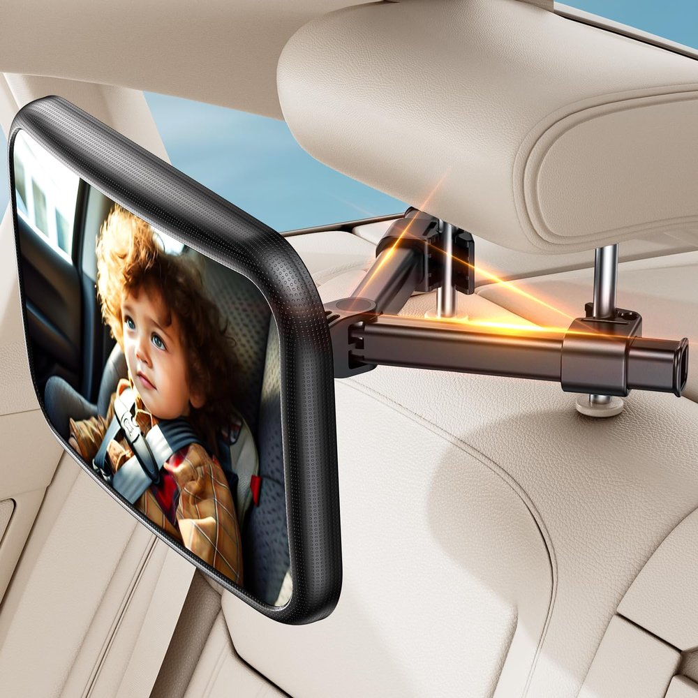 Baby Car Mirror for Car Seat Safely Mirror Hook Clip Design for Rear Facing Infant Newborn 360 Rotation Baby Backseat Mirror with Wide Clear View, Shatterproof, Easy Install Baby Essentials
