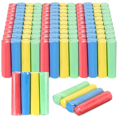 Chivertion 120 Pcs Sidewalk Chalks Set in 30 Count 4 Colors Non Toxic Jumbo Chalk for Party Gift Outdoor Art Play Painting (Red, Yellow, Blue, Fruit Green,Classic)