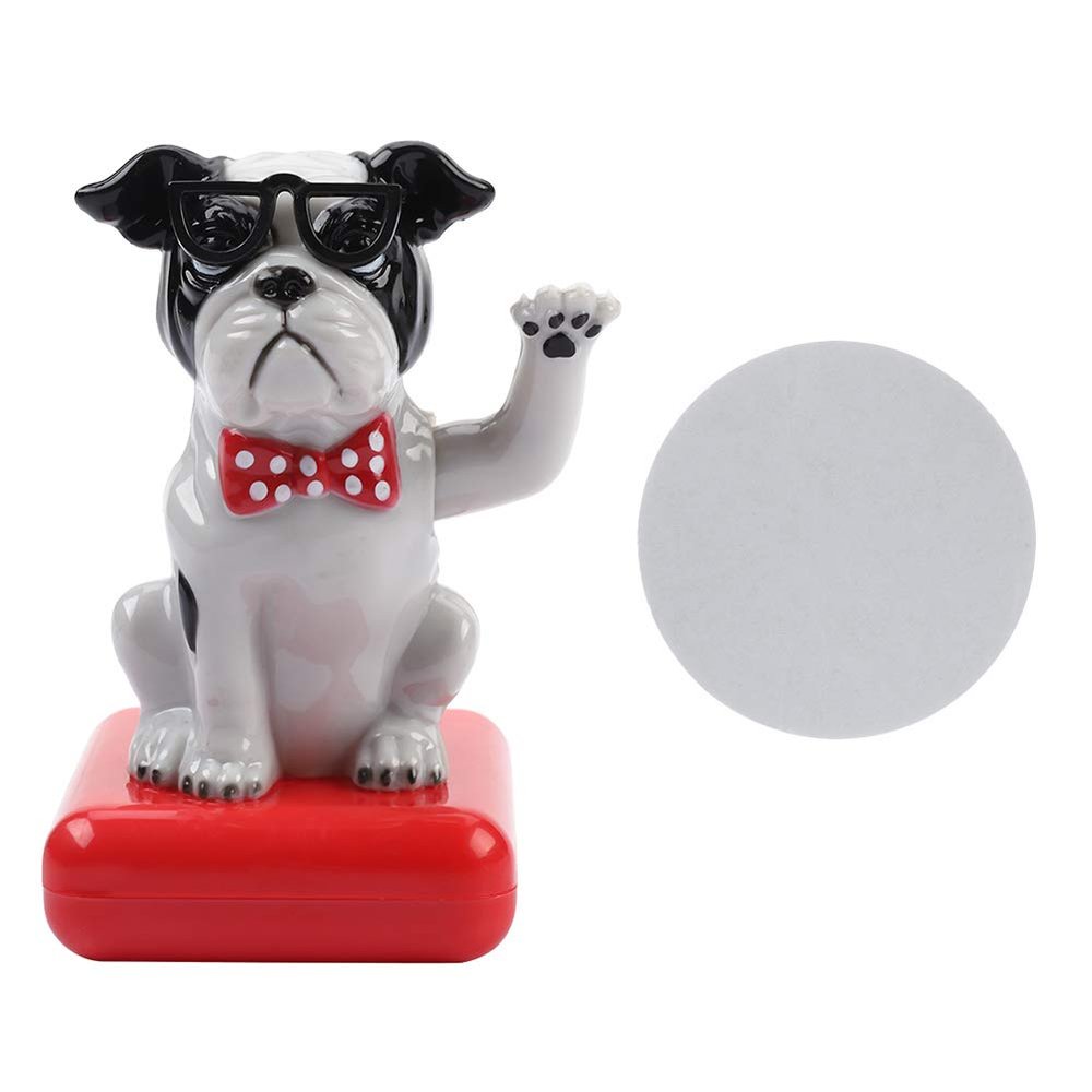 Gsycle 2PCS Car Ornament, Solar Powered Swing Dog Decors Dog Sculpture Dashboard Decorations for Home Car Office Desk (Black White)(White and Black)