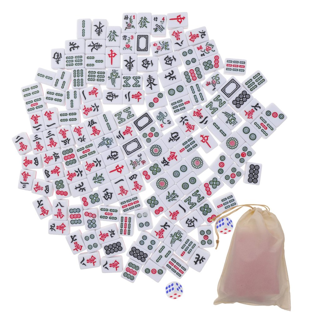 Abaodam Game 1 Set Miniature Mahjong Kit Portable Table for Home Party Entertainment