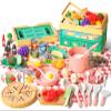 80pcs Pretend Play Kitchen Set for Toddlers, Kids Cookware Playset with Pots/Pans/Food/Fruits/Vegetables/Picnic Blanket/Storage Basket, Pink Educational Learning Toy Gift for Boys & Girls view 1