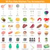 80pcs Pretend Play Kitchen Set for Toddlers, Kids Cookware Playset with Pots/Pans/Food/Fruits/Vegetables/Picnic Blanket/Storage Basket, Pink Educational Learning Toy Gift for Boys & Girls view 4