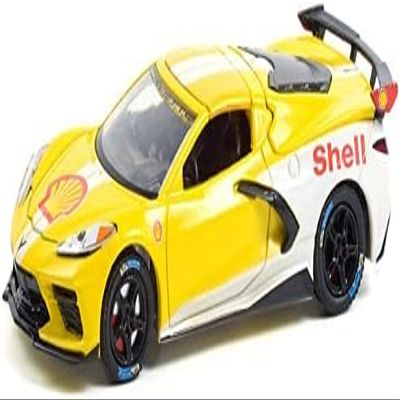 2021 Chevy Corvette C8 Stingray Coupe Yellow and White Running on Empty Series 13 1/64 Diecast Model Car by Greenlight 41130E
