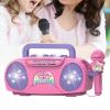 Luwecf Kids Microphone Karaoke Machine Portable Sturdy Mini Speaker Development Toy for Party Indoor Preschool Camping Children, Pink view 4