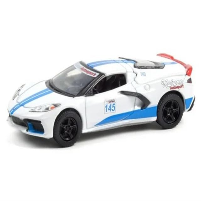 Collectibles 2020 Chevy Corvette C8 Stingray #145 White with Blue Stripes Greenlight Muscle Series 25 1/64 Diecast Model Car by Greenlight 13300E