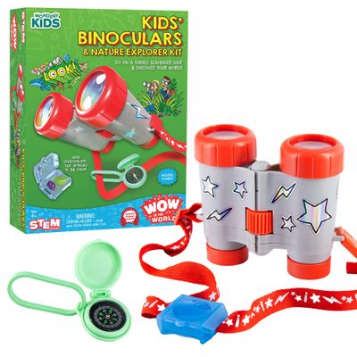 Wow in The World Kids Binoculars & Nature Explorer KIT | Look Far, Nature Scavenger Hunt, Specimen Box, Companion Audio Content, Bonus Reusable Science Tool, STEM Toy for Kids 4+ by Thames & Kosmos