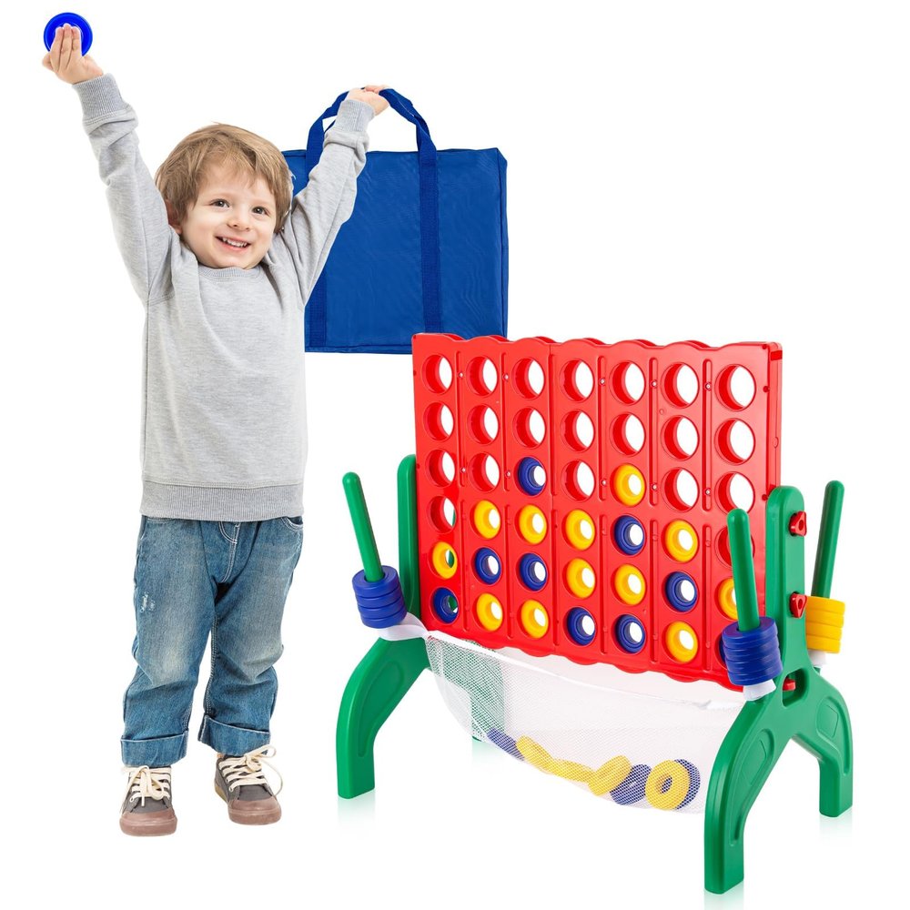 1.9 Feet Giant 4 in A Row Game, Jumbo 4-to-Score Connect Game Set for Kids & Adults Outdoor Yard, Lawn & Indoor Floor Play, Family Game Night & Party Board Games, Grand Birthday Valentines Day Gifts