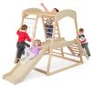 Costzon Indoor Playground, 6-in-1 Montessori Jungle Gym with Beech Wood Climbing Toys for Toddlers with Slide, Climbing Net, Monkey Bars, Wooden Playground Climber Playset for Kids Gifts (Natural) view 1