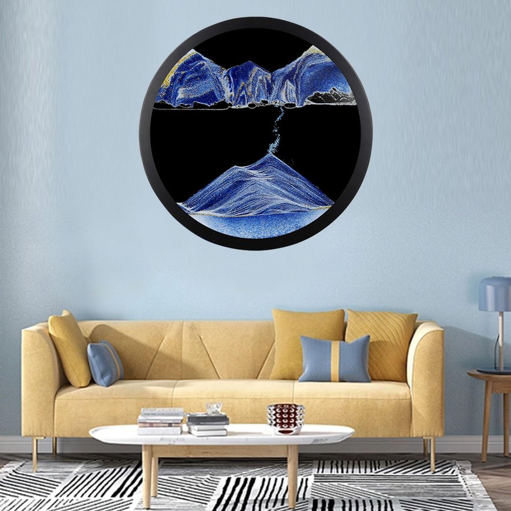 24'' Sand Art Liquid Motion, Moving Sand Art, Wall Mounted Sand Art Moving Sand Art Decor Picture Relaxing Mood Peaceful Piece 360Rotate Wall Art Deep Sea Sandscape, Home Office Work Decor,F
