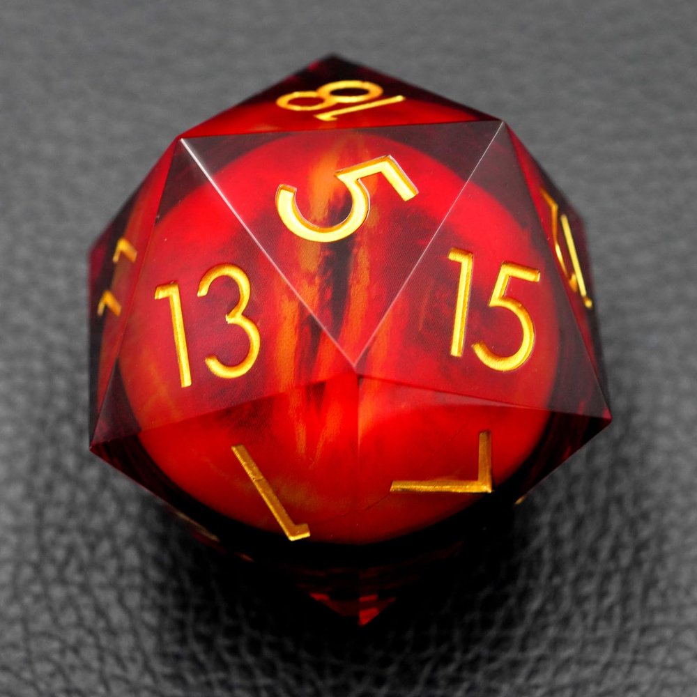 50MM Jumbo Eyeball d20 with Gift Case,Dungeons and Dragons Sharp Edge Large D20 Moving Dragon Polyhedral Dice for Role Playing Game (Fire red Eyeball-1) for 15 Years and Up