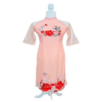 A6 Pink Flowers Ao dai Vietnam Vietnamese Traditional Ao Dai For Women, Ao Dai For Women, Vietnamese Dress For Women, Ao Dai Dress For Women ao dai Tet Lunar New Year (M)