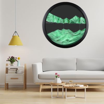 24'' Sand Art Liquid Motion, Moving Sand Art, Wall Mounted Sand Art Moving Sand Art Decor Picture Relaxing Mood Peaceful Piece 360Rotate Wall Art Deep Sea Sandscape, Home Office Work Decor,H