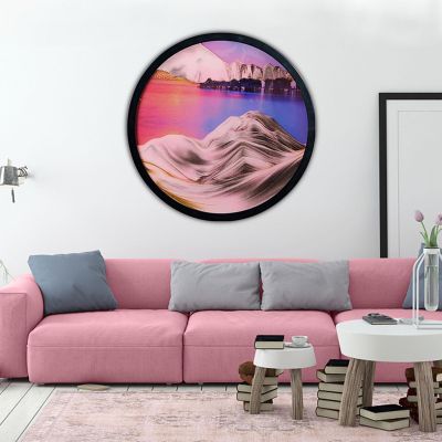 24'' Sand Art Liquid Motion, Moving Sand Art, Wall Mounted Sand Art Moving Sand Art Decor Picture Relaxing Mood Peaceful Piece 360Rotate Wall Art Deep Sea Sandscape, Home Office Work Decor,I