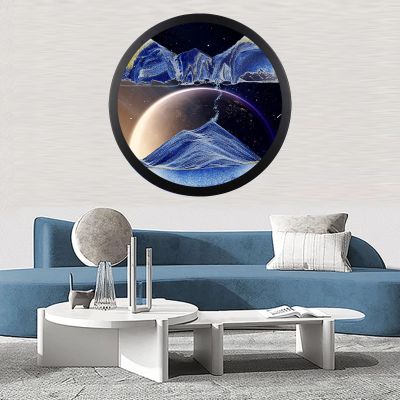24'' Sand Art Liquid Motion, Moving Sand Art, Wall Mounted Sand Art Moving Sand Art Decor Picture Relaxing Mood Peaceful Piece 360Rotate Wall Art Deep Sea Sandscape, Home Office Work Decor,D