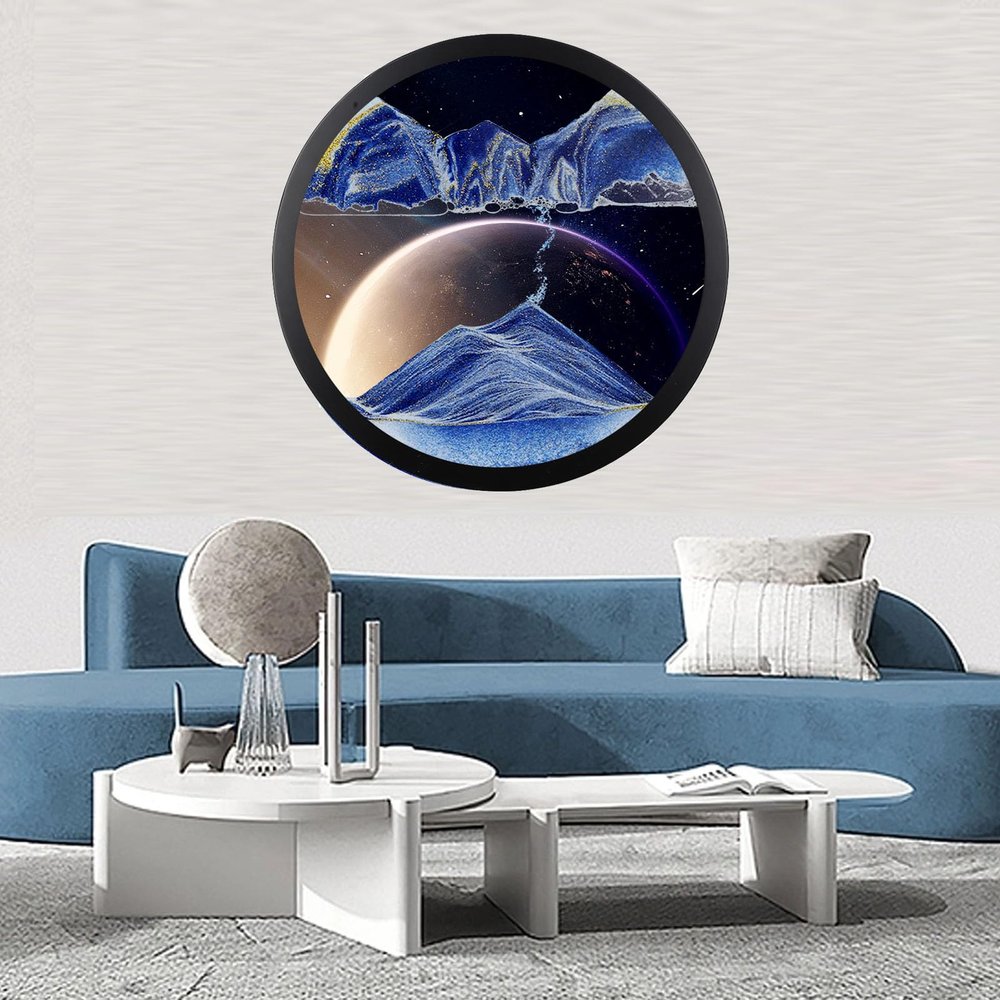 24'' Sand Art Liquid Motion, Moving Sand Art, Wall Mounted Sand Art Moving Sand Art Decor Picture Relaxing Mood Peaceful Piece 360Rotate Wall Art Deep Sea Sandscape, Home Office Work Decor,D