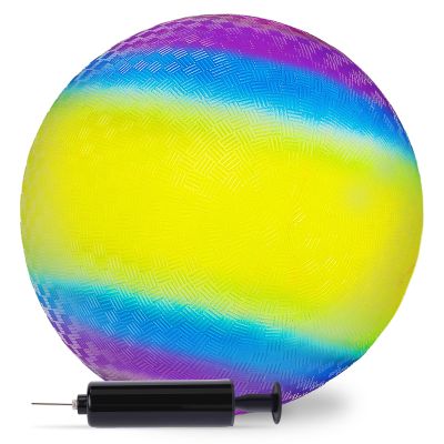 LovesTown Playground Ball with Pump - 8.5Inch Rubber Inflatable Rubber Bouncy Balls, Kickball Dodgeball Four Square for Kids and Adults, Indoor and Outdoor Games, Xmas Stocking Stuffers, Pack of 1