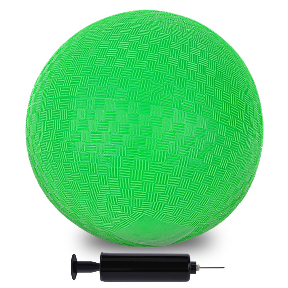LovesTown Inflatable Playground Ball, 8.5 Inch Dodgeballs Kickballs with Air Pump, for 4 Square Ball Games, Sports Toys, Green