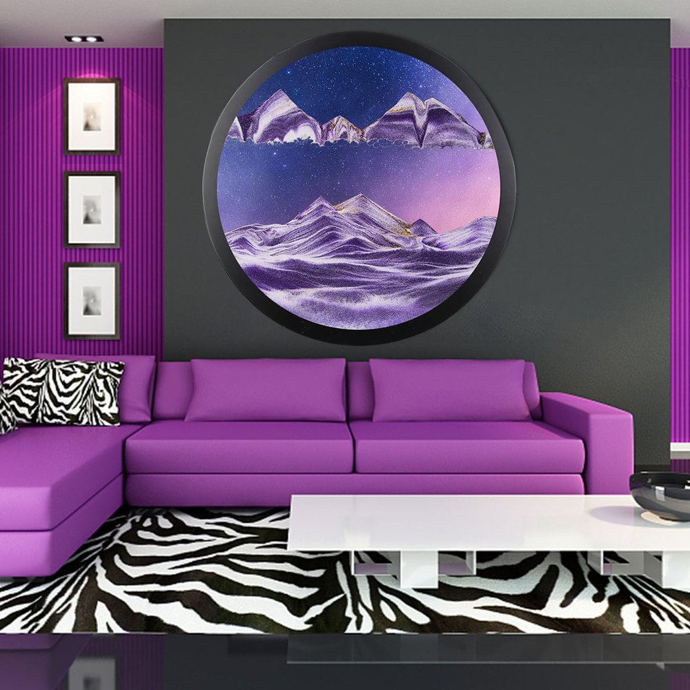 24'' Sand Art Liquid Motion, Moving Sand Art, Wall Mounted Sand Art Moving Sand Art Decor Picture Relaxing Mood Peaceful Piece 360Rotate Wall Art Deep Sea Sandscape, Home Office Work Decor,M